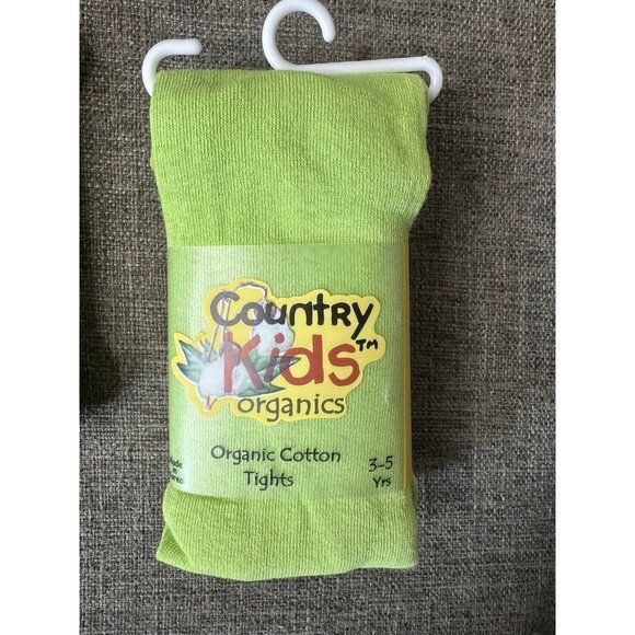 Country Kids Organic Pima Cotton Tights Toddler Size 3-5 Yrs Green Brown 2 Pk - Picture 4 of 5